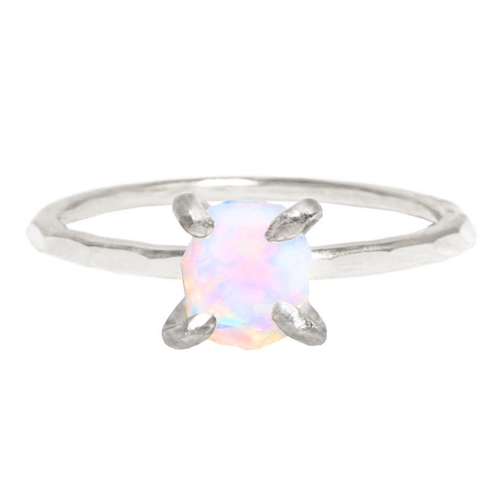 Handmade Sterling Silver Raw Opal Ring